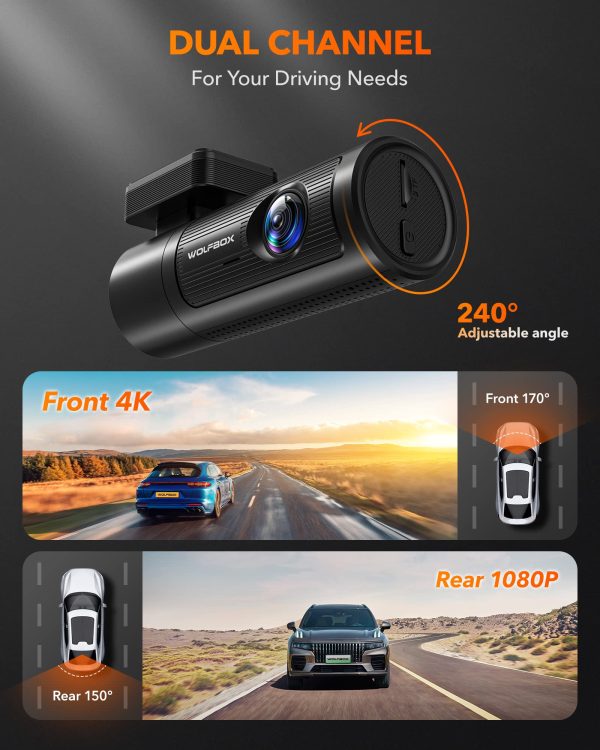 WOLFBOX - i05 | WOLFBOX Dash Cam Front and Rear, 4K Dash Cam with GPS WiFi UHD 2160P 1600P + 1080P Online